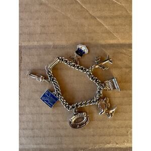 Vintage Silver Tone 7 Charm Bracelet Colorado Denver Broncos Air Force Academy
